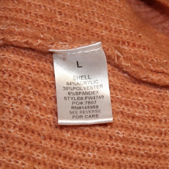 Fable orange/rust-colored chunky knit cowl neck sweater dress L - Picture 8 of 9